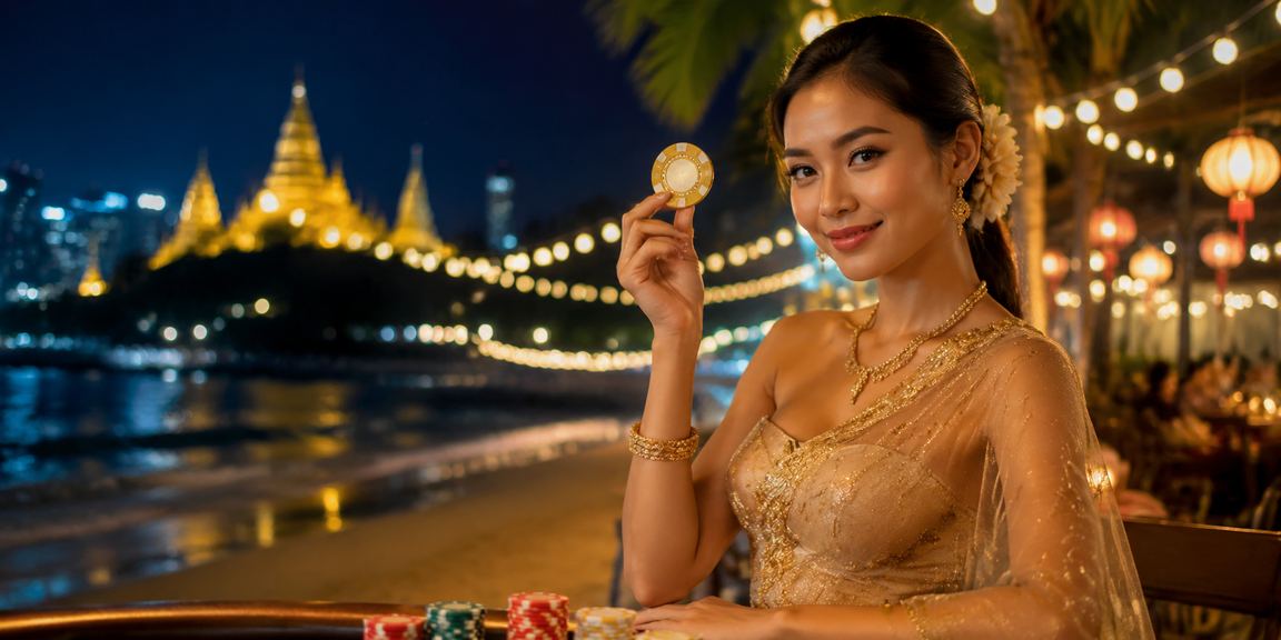 မြန်မာနိုင်ငံ နွားပလီကမ်းခြားတွင် ဖျော်ဖြေရေးကာစီနို ၌ လူများ